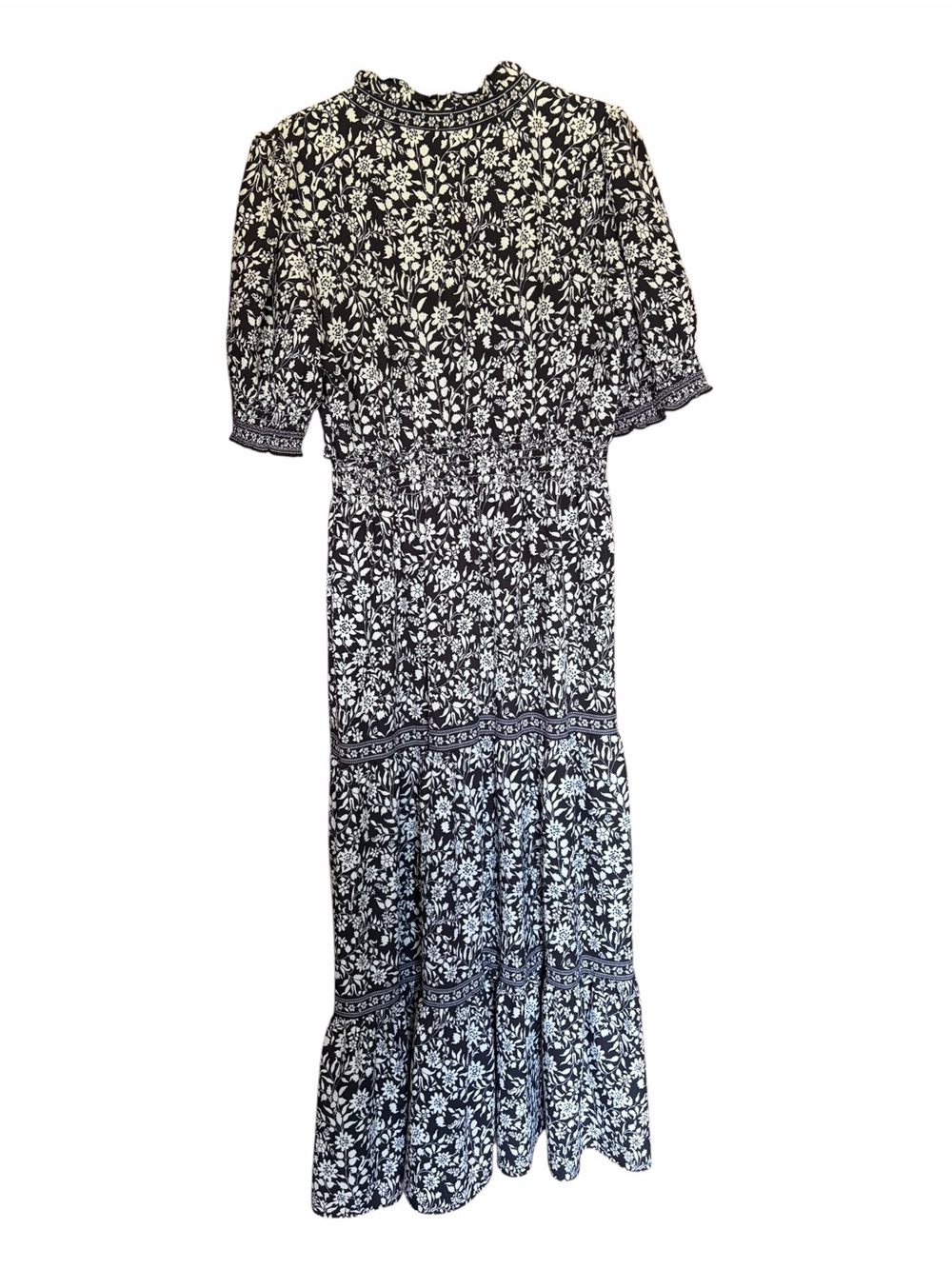 Max Studio Cottagecore Black & White Floral Tiered Maxi Dress - Picture 7 of 7